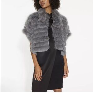 Halston Heritage Grey Fur Jacket